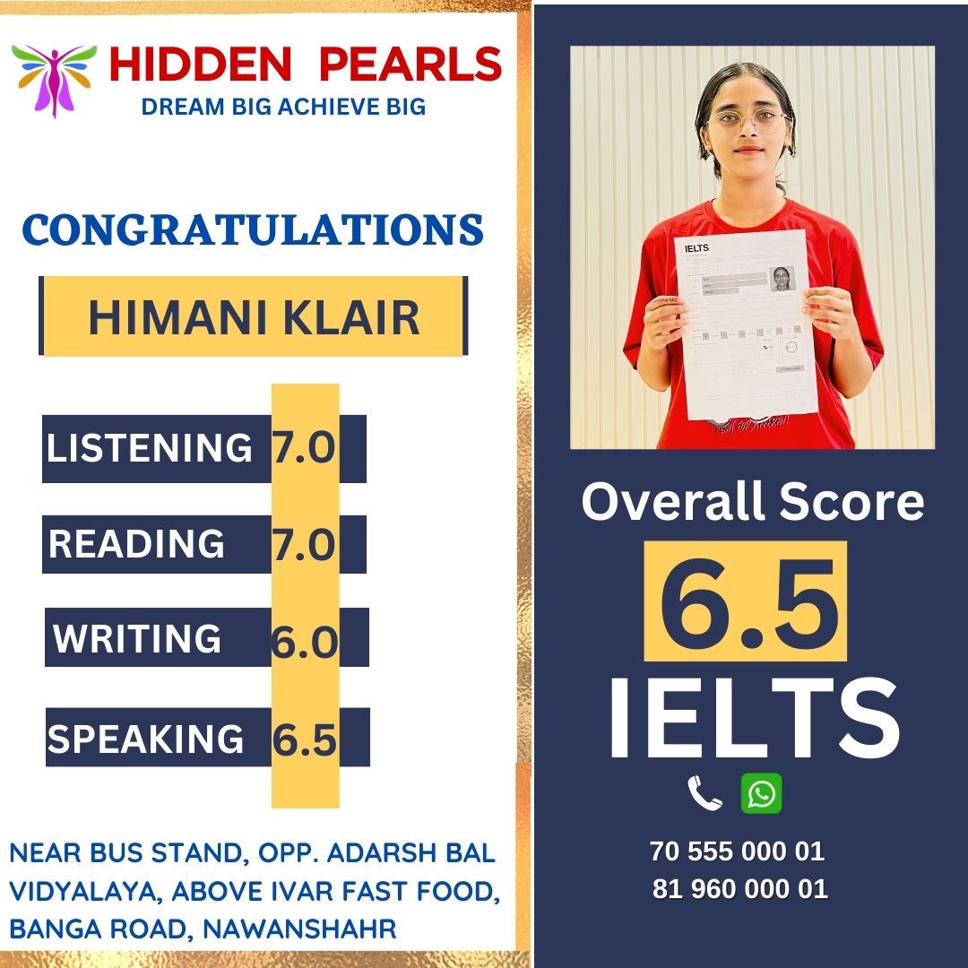 Himani Klair — IELTS result, Hidden Pearls