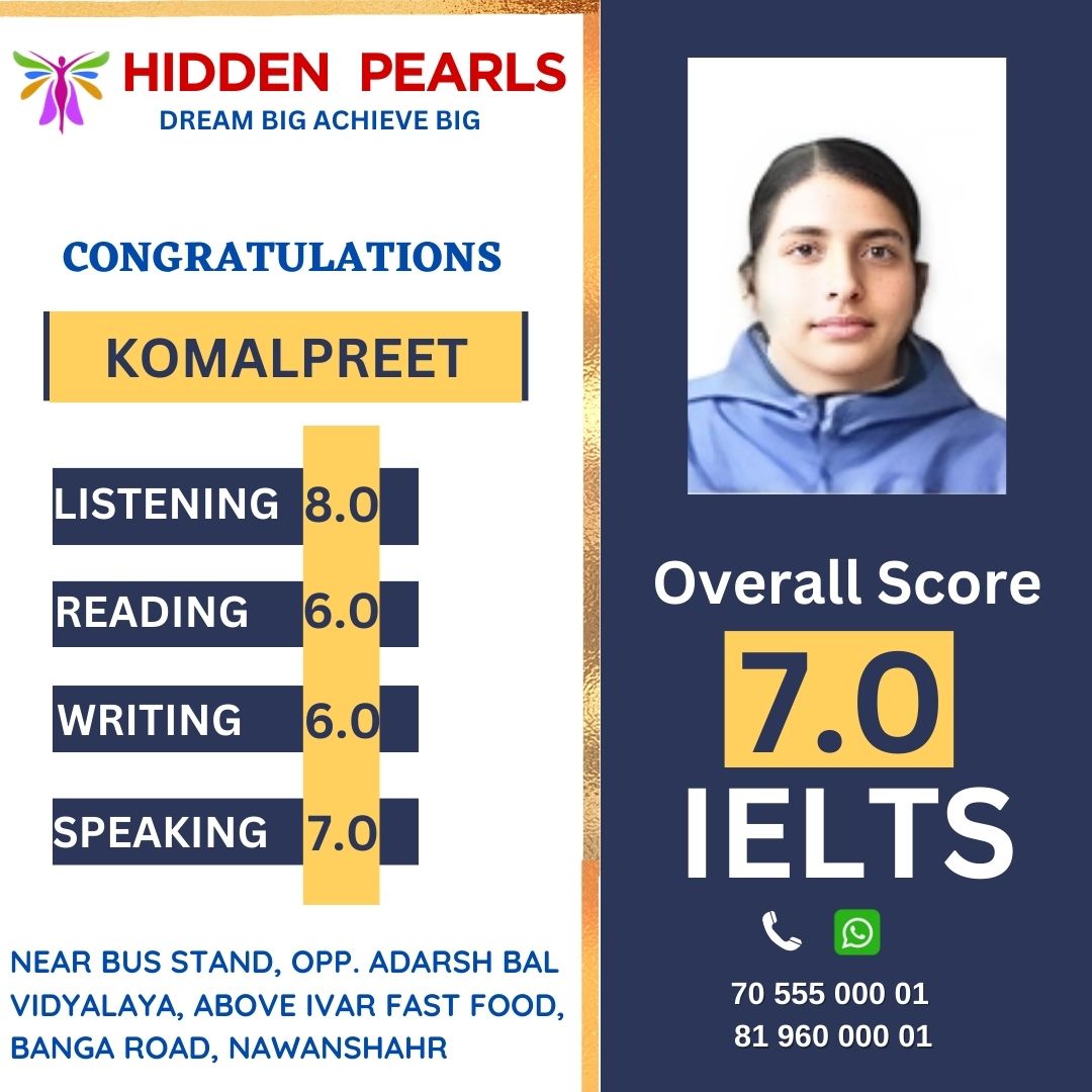 Komalpreet — IELTS result, Hidden Pearls